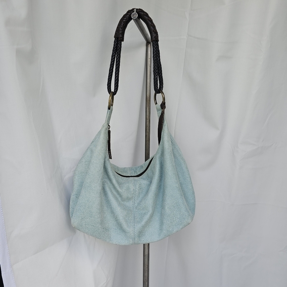 henri lou Handbags - Henri Lou Suede Teal Blue Green Shoulder Bag